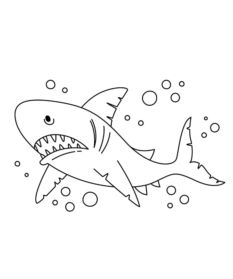 ภาพวาดระบายสีปลาฉลามการ์ตูน