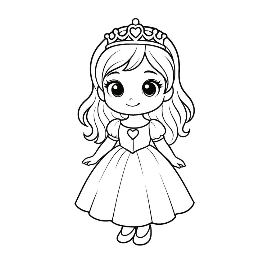 ภาพระบายสีเจ้าหญิงน้อยน่ารัก
