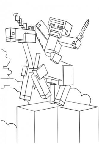 ภาพวาดระบายสีminecraft-unicorn-coloring-page