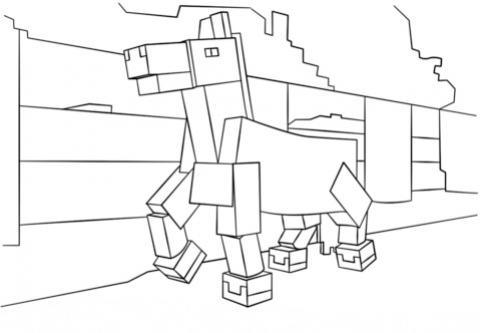 ภาพวาดระบายสีminecraft-horse-coloring-page