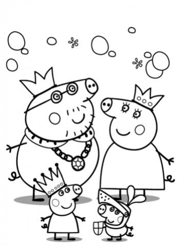 ภาพวาดระบายสีpeppa pigs royal family