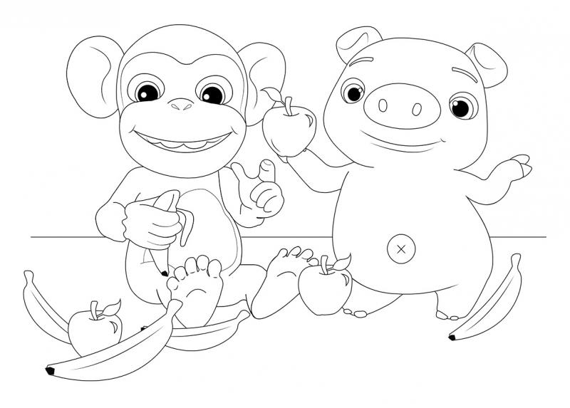 ภาพวาดระบายสีMonkey and Pig