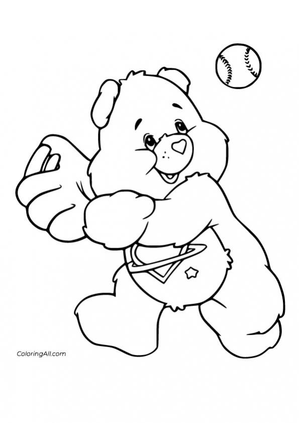 ภาพวาดระบายสีDaydream-Bear-Playing-Baseball