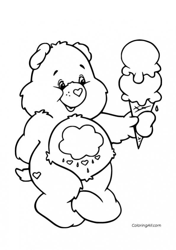 ภาพวาดระบายสีGrumpy-Bear-Eating-an-Ice-Cream