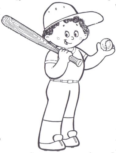 ภาพวาดระบายสีเด็กเล่นเบสบอล