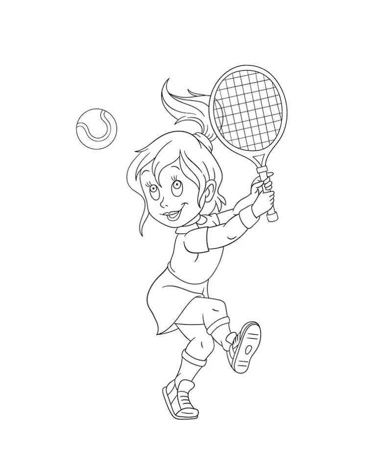 ภาพวาดระบายสีเล่นตีเทนนิส
