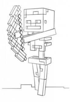 ภาพวาดระบายสีminecraft-skeleton-with-bow-coloring-page