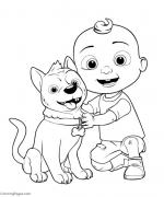 ภาพวาดระบายสีCoComelon JJ with Dog