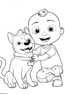 ภาพวาดระบายสีCoComelon JJ with Dog