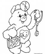 ภาพวาดระบายสีTake-Care-Bear-Holds-a-Stethoscope