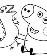 ภาพวาดระบายสีgeorge pig plays with dragon