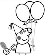 ภาพวาดระบายสีpeppa pig with ballons