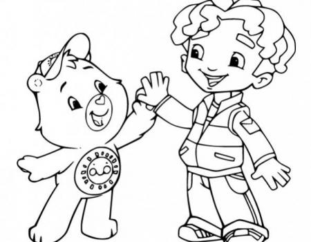 ภาพวาดระบายสีFunshine-Bear-and-a-Little-Boy