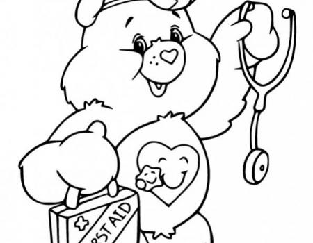 ภาพวาดระบายสีTake-Care-Bear-Holds-a-Stethoscope